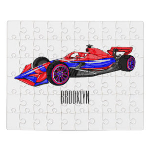Professional racing car cartoon illustration jigsaw puzzle