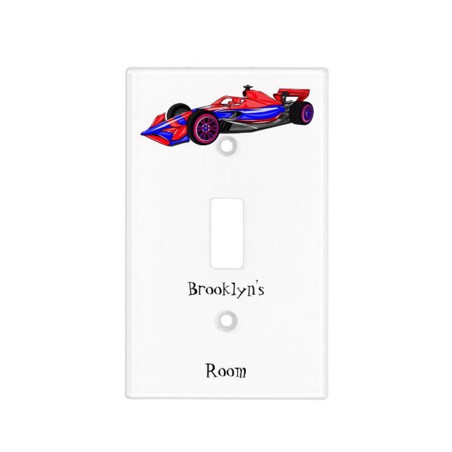 Professional racing car cartoon illustration light switch cover (Front)