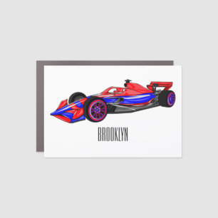 Professional racing car cartoon illustration magnet