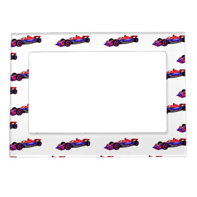 Professional racing car cartoon illustration magnetic frame (Front)