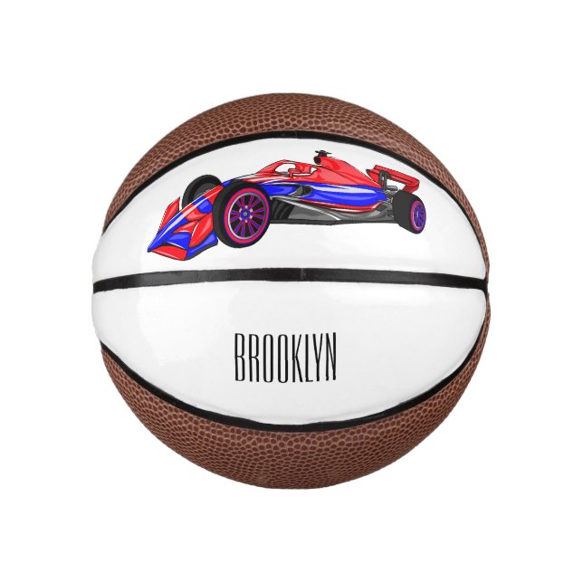Professional racing car cartoon illustration mini basketball (Front)