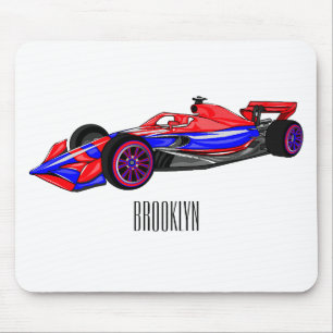 Professional racing car cartoon illustration mouse pad