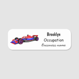 Professional racing car cartoon illustration name tag