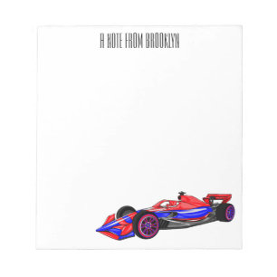 Professional racing car cartoon illustration notepad