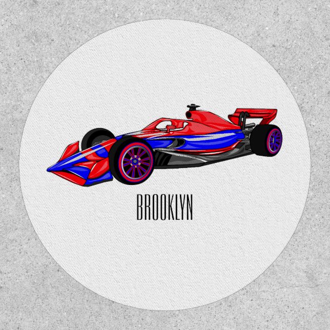 Professional racing car cartoon illustration patch (Front)