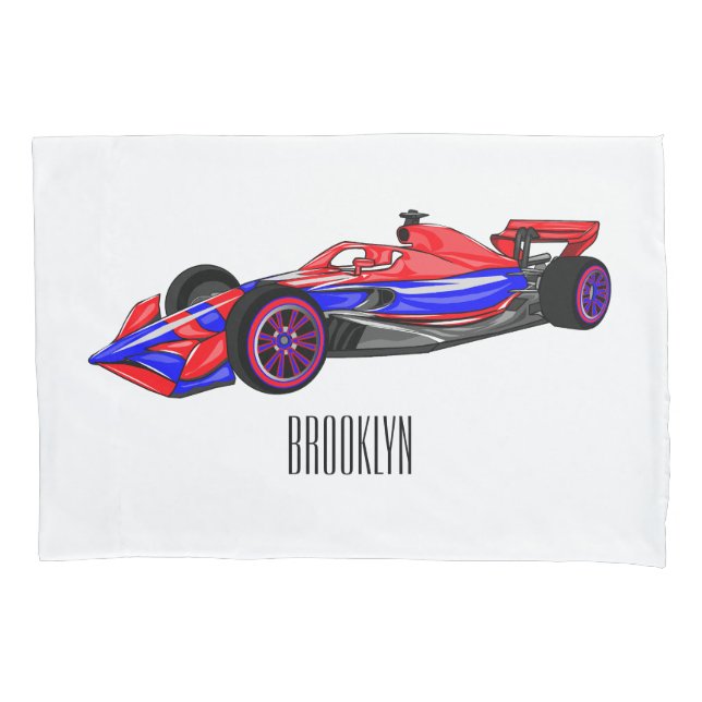 Professional racing car cartoon illustration pillow case (Front)