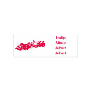 Professional racing car cartoon illustration self-inking stamp