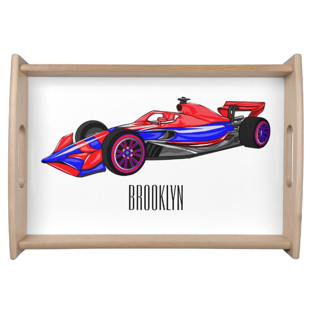 Professional racing car cartoon illustration serving tray (Front)