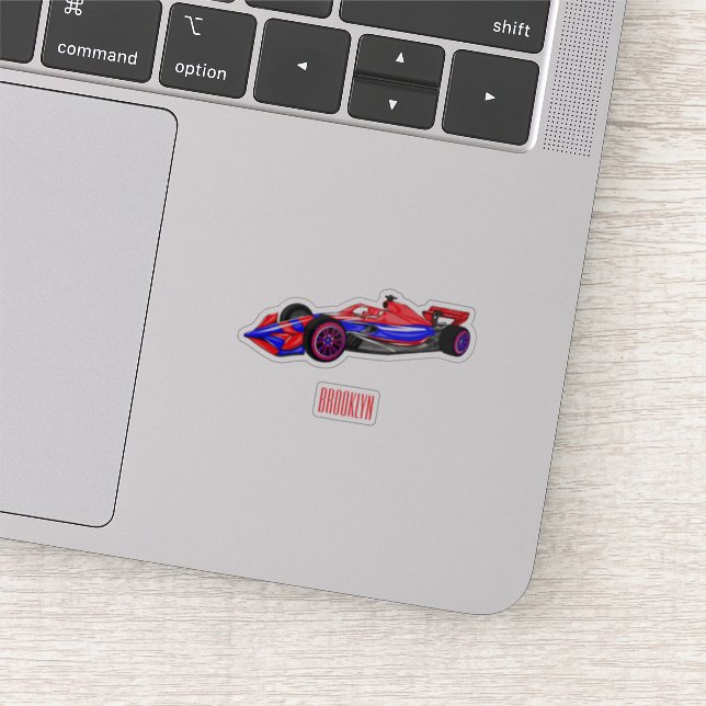 Professional racing car cartoon illustration sticker (Detail)