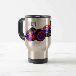 Professional racing car cartoon illustration travel mug