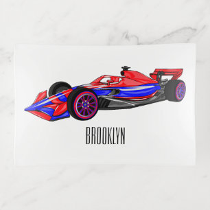 Professional racing car cartoon illustration trinket tray