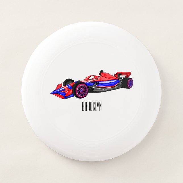 Professional racing car cartoon illustration Wham-O frisbee (Front)