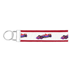 Professional racing car cartoon illustration wrist keychain
