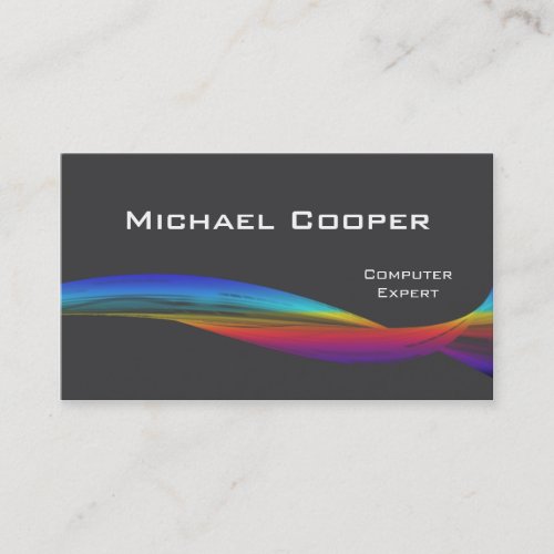 Professional Rainbow Wave Business Card Gray