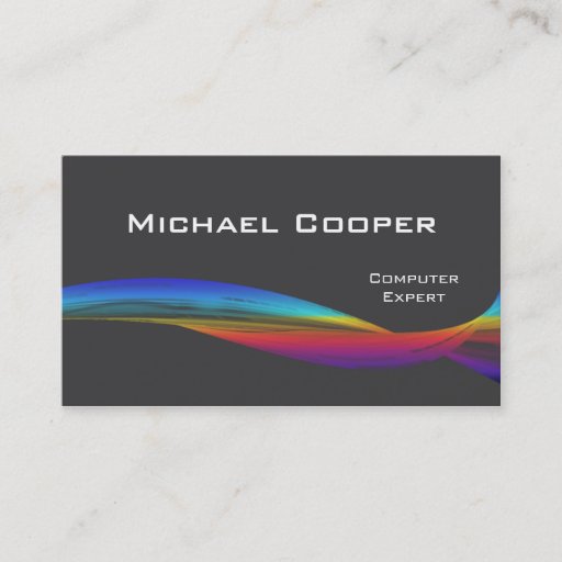Customizable Professional Rainbow Wave Business Card Gray