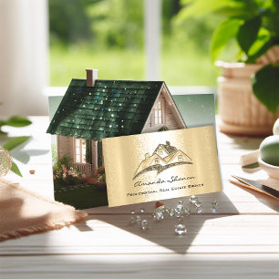 Professional Real Estate Agent Broker Gold House Business Card