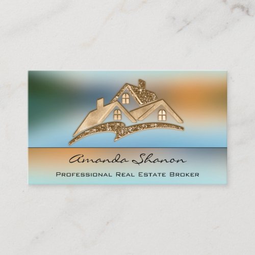 Professional Real Estate Agent Broker Golden House Business Card