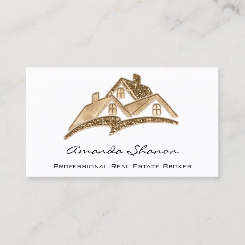 Professional Real Estate Agent Broker Home Gold Business Card