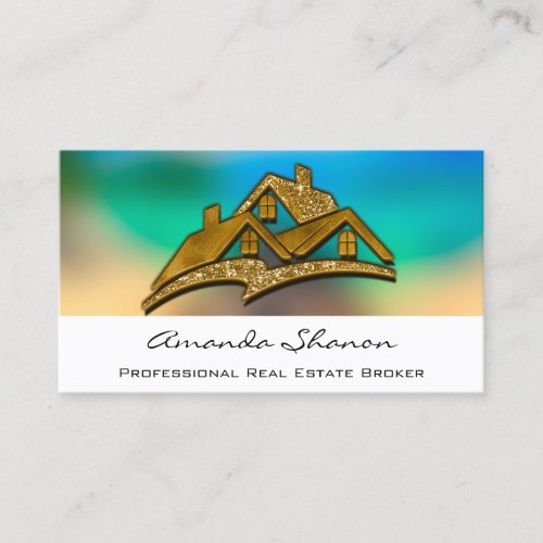 Professional Real Estate Agent Broker Home Golden Business Card