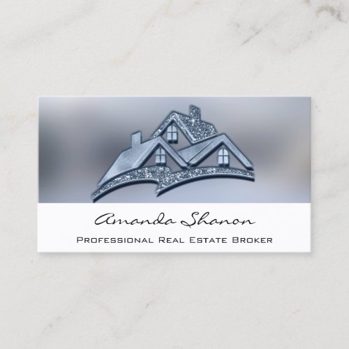 Professional Real Estate Agent Broker Home Gray Business Card