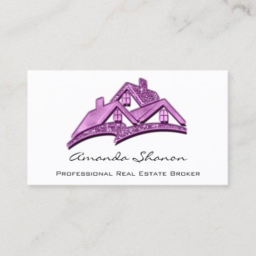 Professional Real Estate Agent Broker Home Purple Business Card
