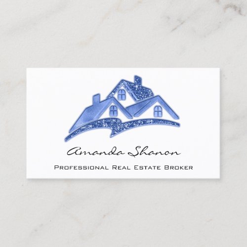 Professional Real Estate Agent Broker House Blue Business Card