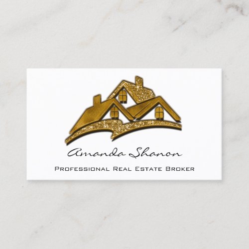 Professional Real Estate Agent Broker House Gold Business Card
