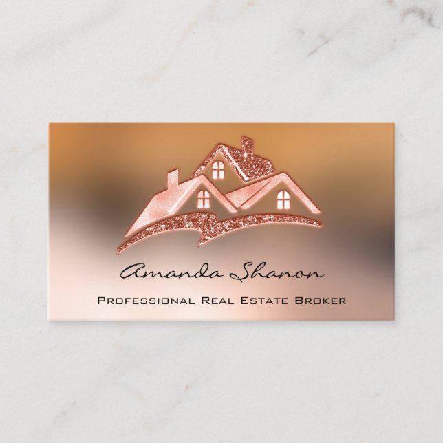 Professional Real Estate Agent Broker Ombre House Business Card (Front)