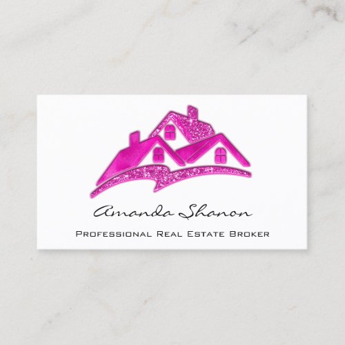 Professional Real Estate Agent Broker Pink House Business Card