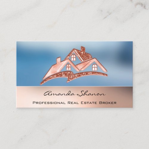Professional Real Estate Agent Broker Smoky Blue Business Card