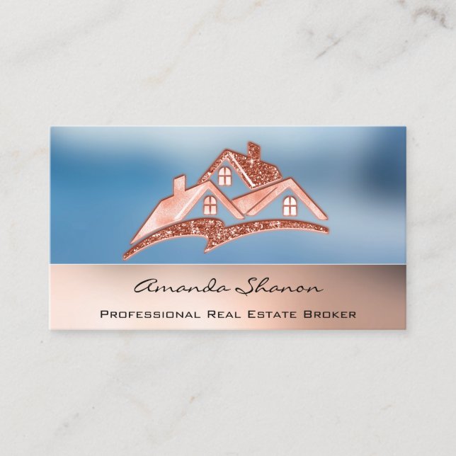 Professional Real Estate Agent Broker Smoky Blue Business Card (Front)