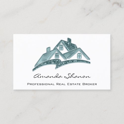 Professional Real Estate Agent Broker Teal House Business Card