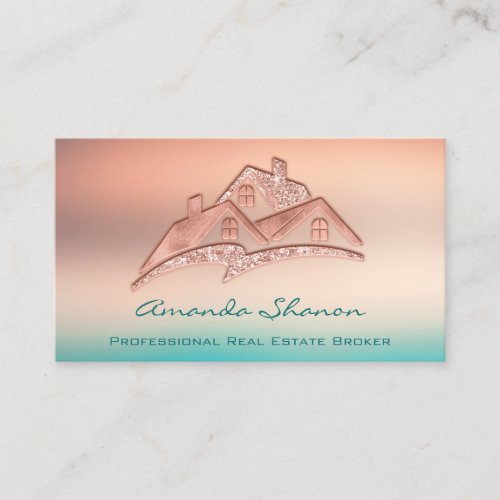 Professional Real Estate Agent Broker Teal House Business Card