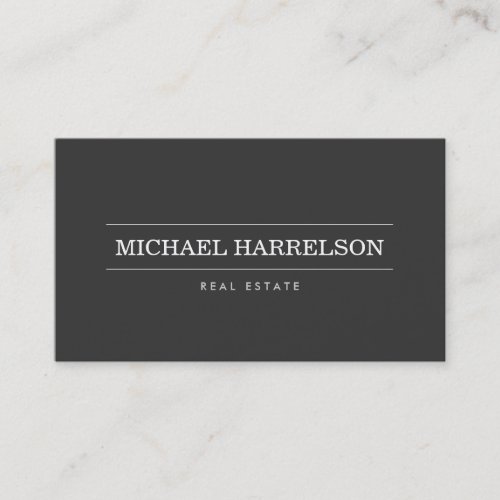 Professional Real Estate Agent Dark Gray Business  Business Card