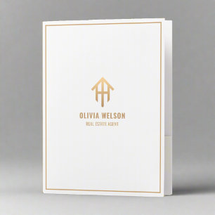  Professional Real Estate Agent Gold & White Pocket Folder