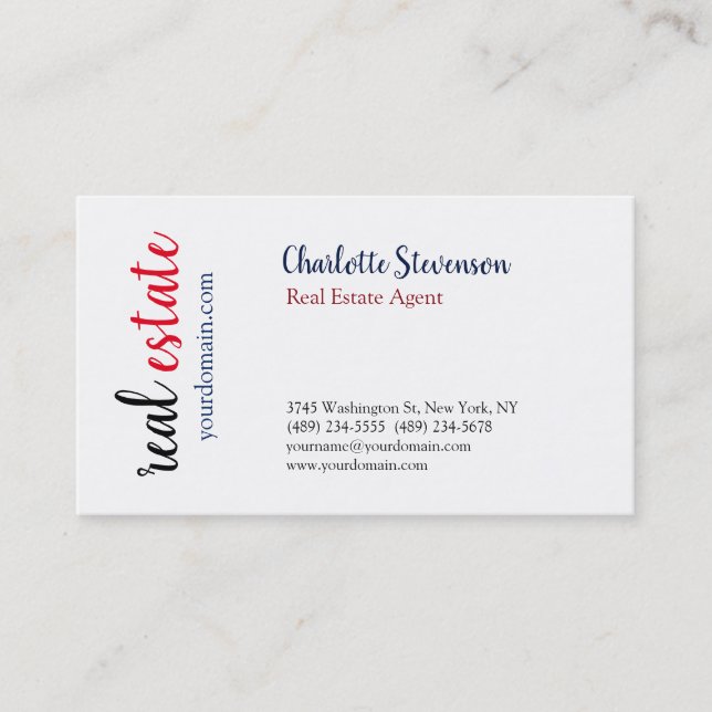 Professional Real Estate Agent Handwritten Business Card (Front)