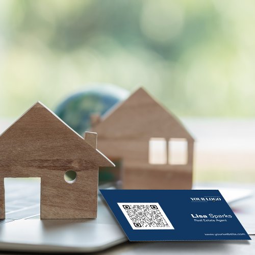 Professional Real Estate Agent Logo and QR Code Business Card