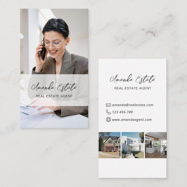 Professional Real Estate Agent Photo Business Card (Front/Back)