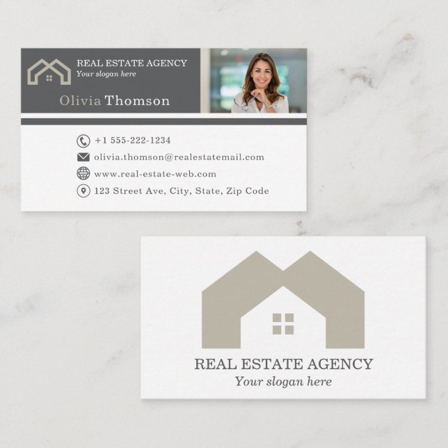 Professional Real estate agent photo  Business Card (Front/Back)