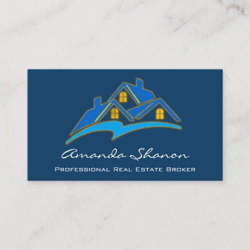 Professional Real Estate Broker Agent Blue Navy Business Card