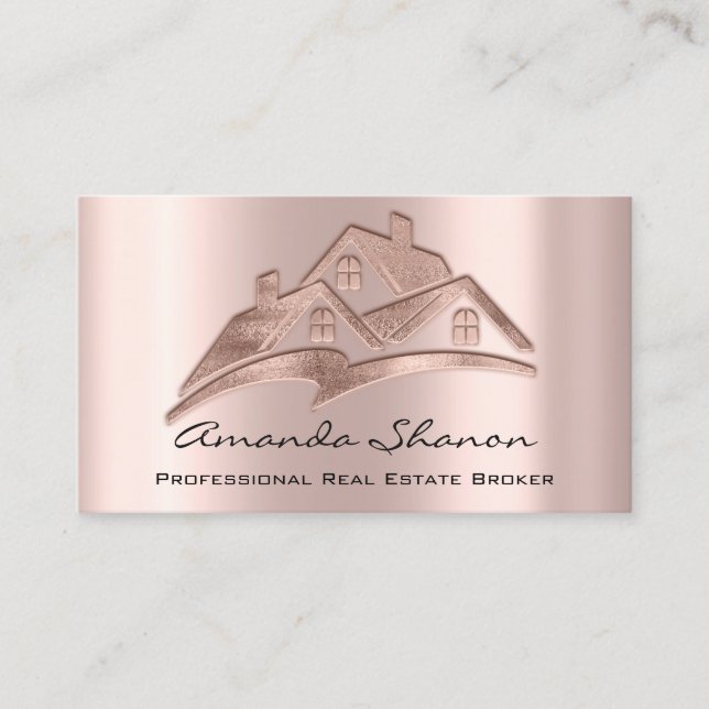 Professional Real Estate Broker Agent Blush House Business Card (Front)