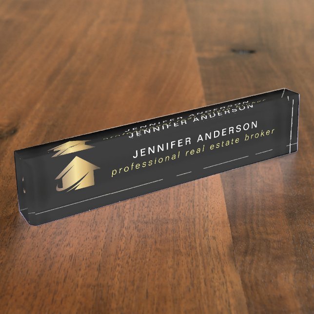 Professional Real Estate Broker Agent Desk Name Plate (Side)