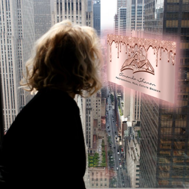 Professional Real Estate Broker Agent Rose Drips Business Card (Professional Real Estate Broker Agent Rose Drips Business Card)