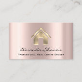Professional Real Estate Broker Agent Rose Gold Business Card (Front)
