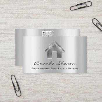 Professional Real Estate Broker Agent Silver Gray  Business Card by luxury_luxury at Zazzle