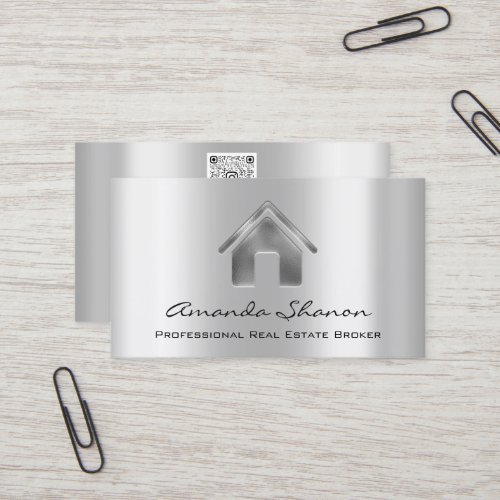 Professional Real Estate Broker Agent Silver Gray  Business Card