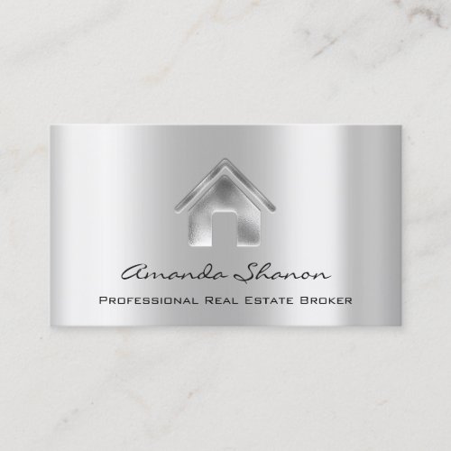Professional Real Estate Broker Agent Silver QR Business Card