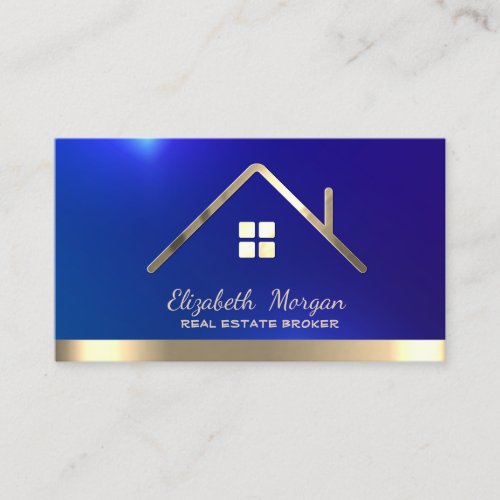 Professional Real Estate Broker House Gold Roof  Business Card
