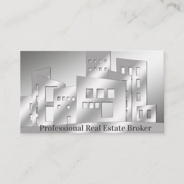 Professional Real Estate Broker silver Business Ca Card (Front)