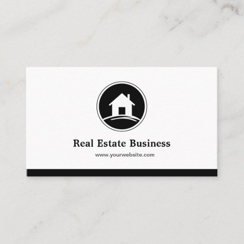 Professional Real Estate Broker Simple Black White Business Cards